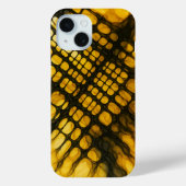 Coques Case-Mate iPhone Grille cellulaire Abstraite en jaune et noir (Verso)