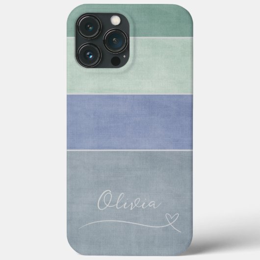 Coques Case-Mate iPhone Grille horizontale Vert, Bleu et Gris Personnalisé (Verso)