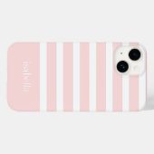 Coques Case-Mate iPhone Grille rose et blanche moderne avec Monogramme (Verso (horizontal))