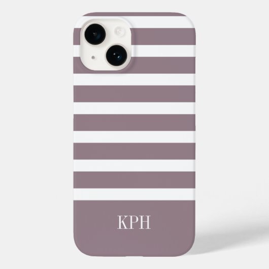 Coques Case-Mate iPhone Grille violette et blanche moderne avec Monogramme (Verso)