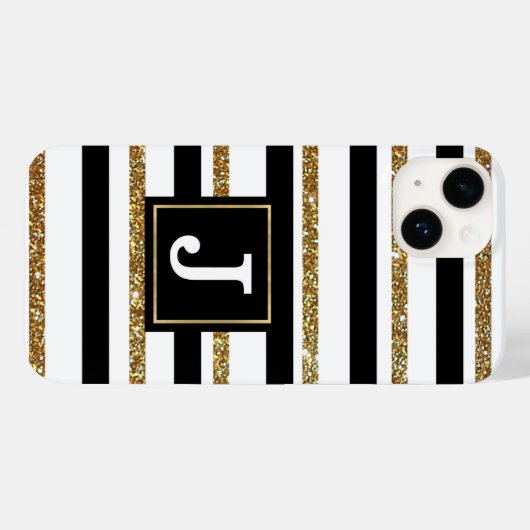 Coques Case-Mate iPhone Grilles d'or Monogrammé (Verso (horizontal))