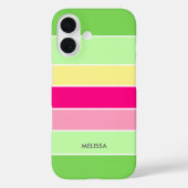 Coques Case-Mate iPhone Grilles horizontales vertes et roses Monogrammes C (Verso)