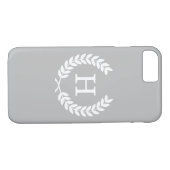 Coques Case-Mate iPhone Gris Blanc Blé Laurel Wreath Initial Monogramme (Dos (Horizontal))
