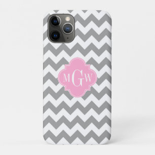 Case-Mate iPhone Case Gris blanc Chevron rose Quatrefoil 3 Monogramme