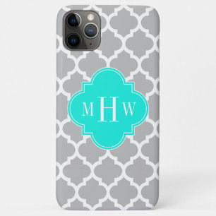 Case-Mate iPhone Case Gris Blanc Marocain #5 Brt Aqua 3 Monogramme initi