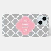 Coques Case-Mate iPhone Gris Blanc Marocain #5 Rose 3 Monogramme initial (Verso (horizontal))