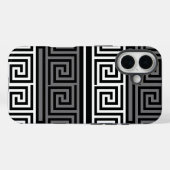 Coques Case-Mate iPhone Gris Blanc Noir Clé grecque Fret Motif Design (Verso (horizontal))