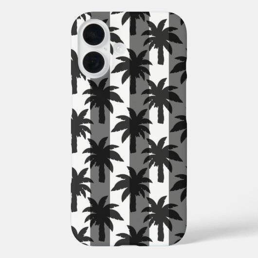 Coques Case-Mate iPhone Gris Blanc Tropical Palmiers Stripes Design (Verso)