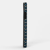 Coques Case-Mate iPhone Gris bleu et blanc Chevron Monogram Tough (Dos/Droite)