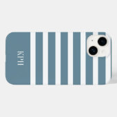 Coques Case-Mate iPhone Gris bleu moderne et Gris blanc avec Monogramme (Verso (horizontal))