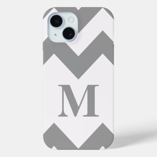 Coques Case-Mate iPhone Gris Bold Chevron avec monogramme (Verso)