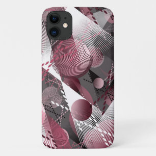 Case-Mate iPhone Case Gris, Bourgogne, motif abstrait blanc.