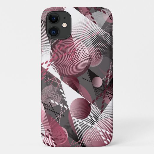 Coques Case-Mate iPhone Gris, Bourgogne, motif abstrait blanc. (Dos)