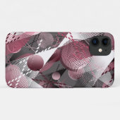 Coques Case-Mate iPhone Gris, Bourgogne, motif abstrait blanc. (Dos (Horizontal))