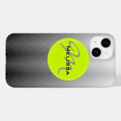 Coques Case-Mate iPhone Gris chevron ombre motif Vert Monogramme Nom (Verso (horizontal))