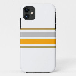 Case-Mate iPhone Case Gris Chic Bandes de Course Jaune au Centre sur Fon
