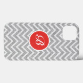 Coques Case-Mate iPhone Gris clair Chevron Motif Lin Texture Monogramme (Verso (horizontal))