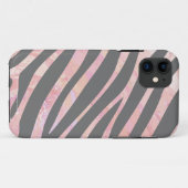Coques Case-Mate iPhone Gris clair et rose Zebra (Dos (Horizontal))