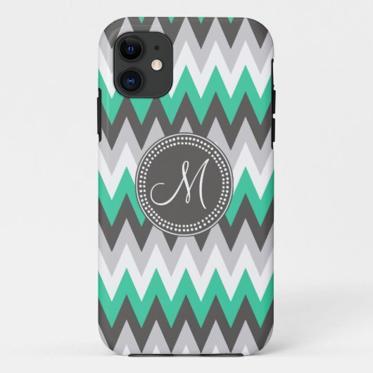 COQUES Case-Mate iPhone GRIS DE CHARBON DE BOIS ET VERT CHEVRON (Dos)