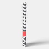 Coques Case-Mate iPhone Gris de charbon et corail Chevron Monogramme (Verso / Droite)
