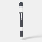 Coques Case-Mate iPhone Gris de charbon et rayures blanches Motif Monogram (Verso / Gauche)