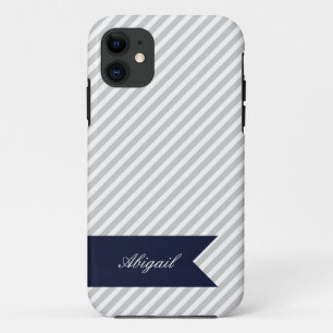 Etui iPhone Case-Mate Gris et blanc rayures avec Monogramme iPhone 5 Coq