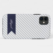 Coques Case-Mate iPhone Gris et blanc rayures avec Monogramme iPhone 5 Coq (Dos (Horizontal))