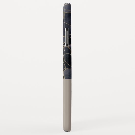 Coques Case-Mate iPhone Gris et bleu marine Floral | Personnalisé (Dos/Droite)