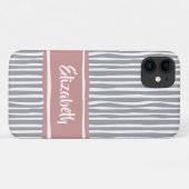 Coques Case-Mate iPhone Gris et rose avec nom (Dos (Horizontal))