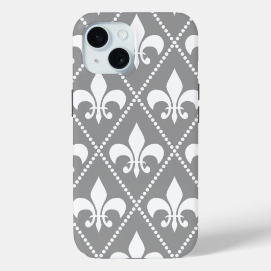 Coques Case-Mate iPhone Gris Fleur de Lis (Verso)