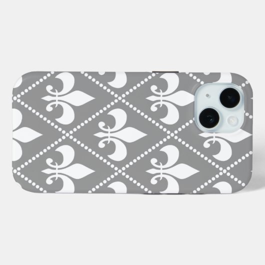Coques Case-Mate iPhone Gris Fleur de Lis (Verso (horizontal))