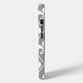 Coques Case-Mate iPhone Gris Fleur de Lis avec monogramme (Verso / Gauche)