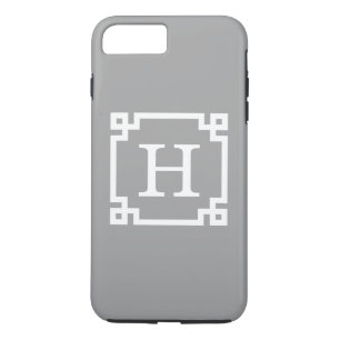 Case-Mate iPhone Case Gris foncé blanc cadre clé grecque #2 Monogramme i