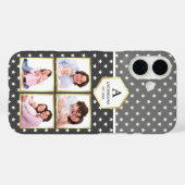 Coques Case-Mate iPhone Gris foncé et étoiles blanches Collage photo Motif (Verso (horizontal))