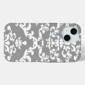 Coques Case-Mate iPhone Gris Gras Damask @ Emporiomoffa (Verso (horizontal))