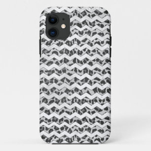 Coque iPhone 11 Gris léopard Chevron et gris clair