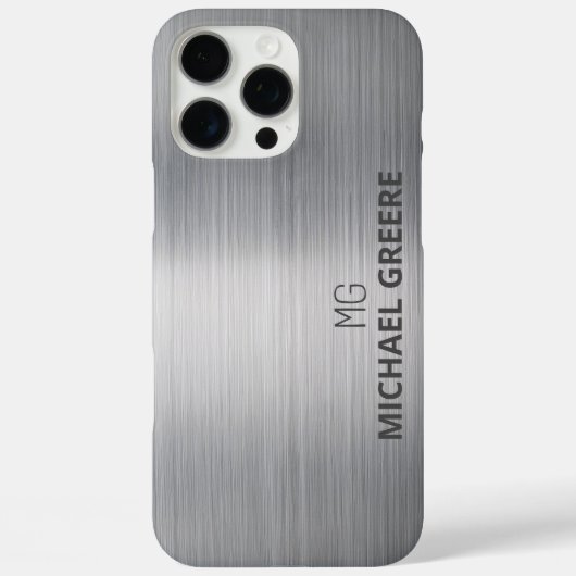 Coques Case-Mate iPhone Gris Metallic Professionnel Monogramme (Verso)