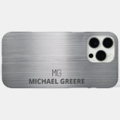 Coques Case-Mate iPhone Gris Metallic Professionnel Monogramme (Verso (horizontal))