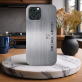 Coques Case-Mate iPhone Gris Metallic Professionnel Monogramme