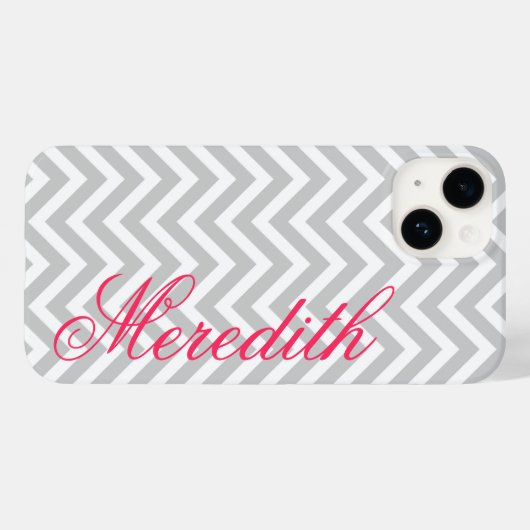 Coques Case-Mate iPhone Gris moderne Chevron rayures personnalisé Monogram (Verso (horizontal))