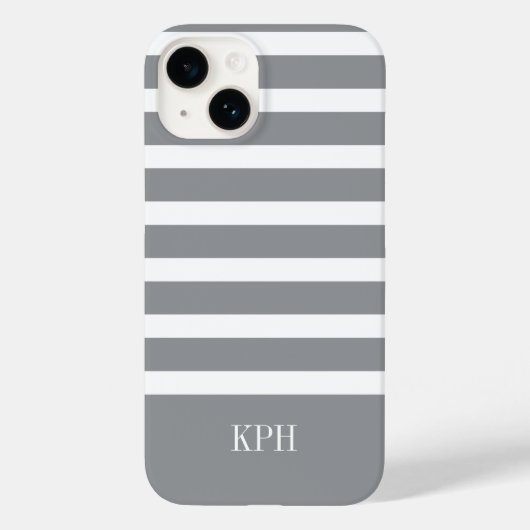 Coques Case-Mate iPhone Gris moderne et Gris blanc avec Monogramme (Verso)
