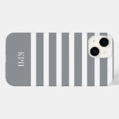 Coques Case-Mate iPhone Gris moderne et Gris blanc avec Monogramme (Verso (horizontal))