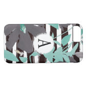 Coques Case-Mate iPhone Gris monogramme Gris Graine Faille (Dos (Horizontal))