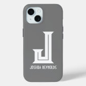 Coques Case-Mate iPhone Gris monogramme minimal (Verso)