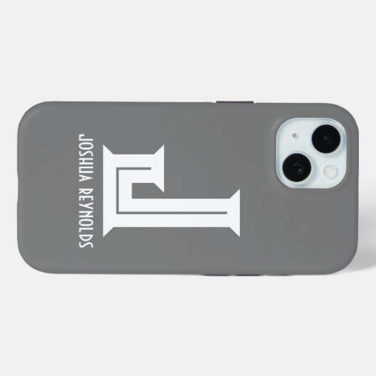 Coques Case-Mate iPhone Gris monogramme minimal (Verso (horizontal))