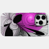 Coques Case-Mate iPhone Gris Noir Abstrait Avec Art Fractal Magenta (Verso (horizontal))