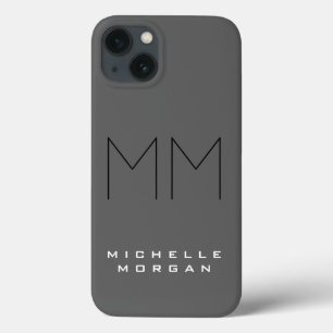 Case-Mate iPhone Case Gris Noir Gras Monogramme Moderne Minimaliste Nom