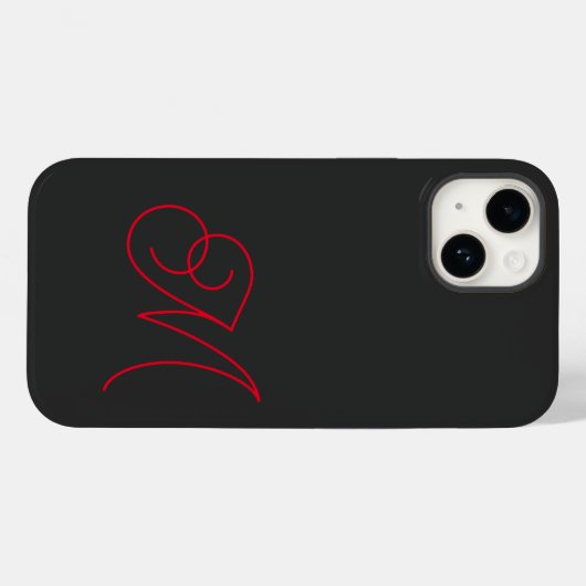 Coques Case-Mate iPhone Gris Noir Rouge Monogramme Classique Script (Verso (horizontal))