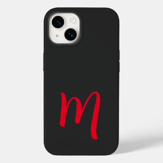 Coques Case-Mate iPhone Gris Noir Rouge Monogrammé Écriture Classique (Verso)