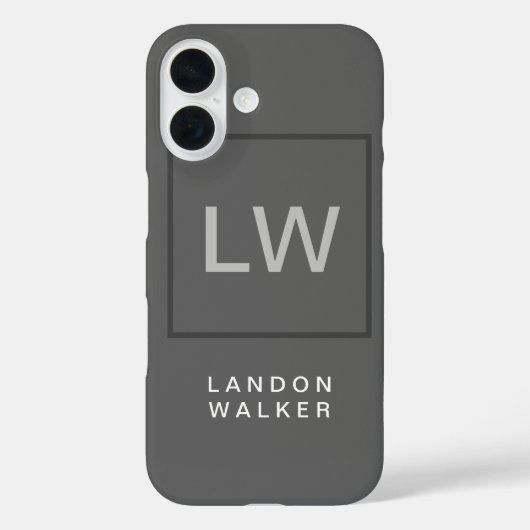 Coques Case-Mate iPhone Gris professionnel simple moderne initiales monogr (Verso)